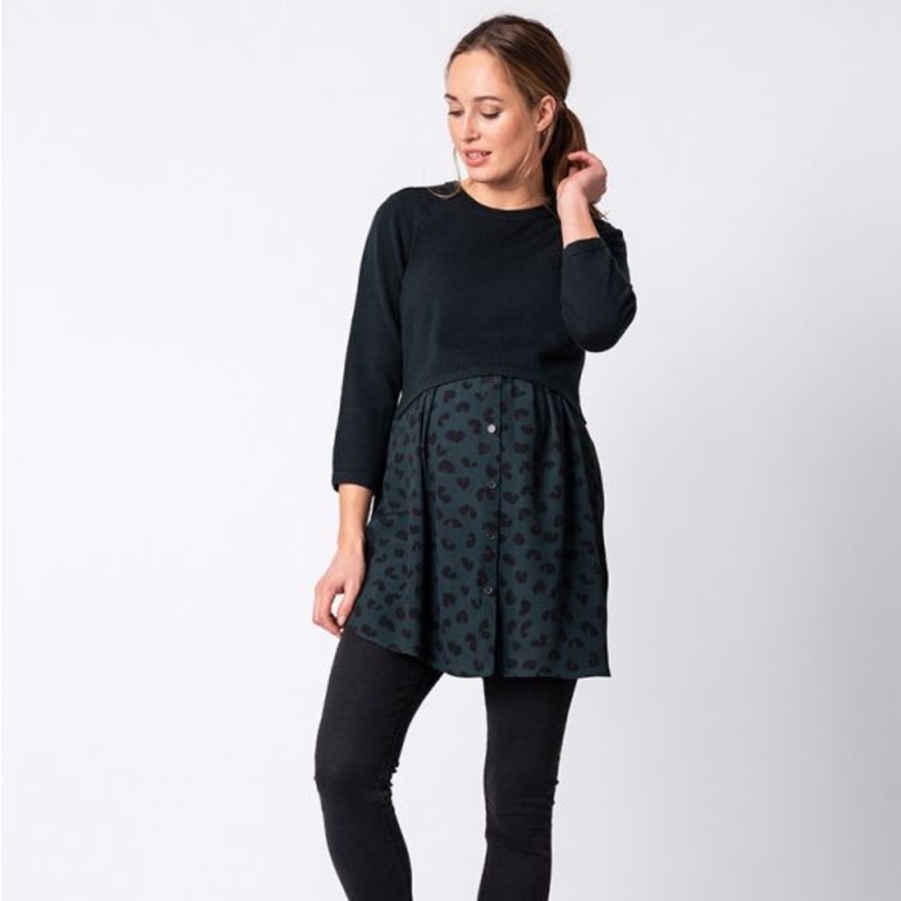 Seraphine layered maternity top small blue